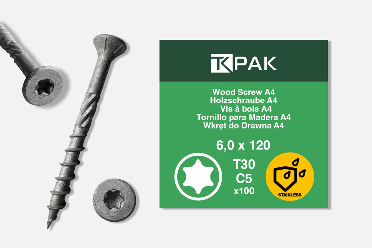 WKRĘTY CIESIELSKIE DO DREWNA TARASU 8,0 x 70 mm TORX T40 50 szt.