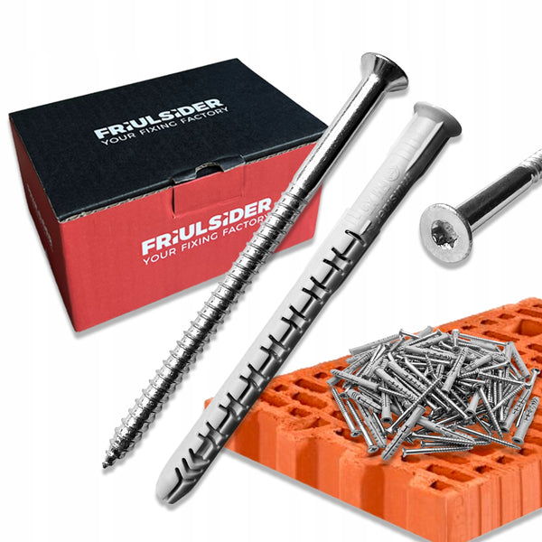 Kołki rozporowe z wkrętami 10 × 135 mm do betonu i cegły FM-X5 — 50 szt.