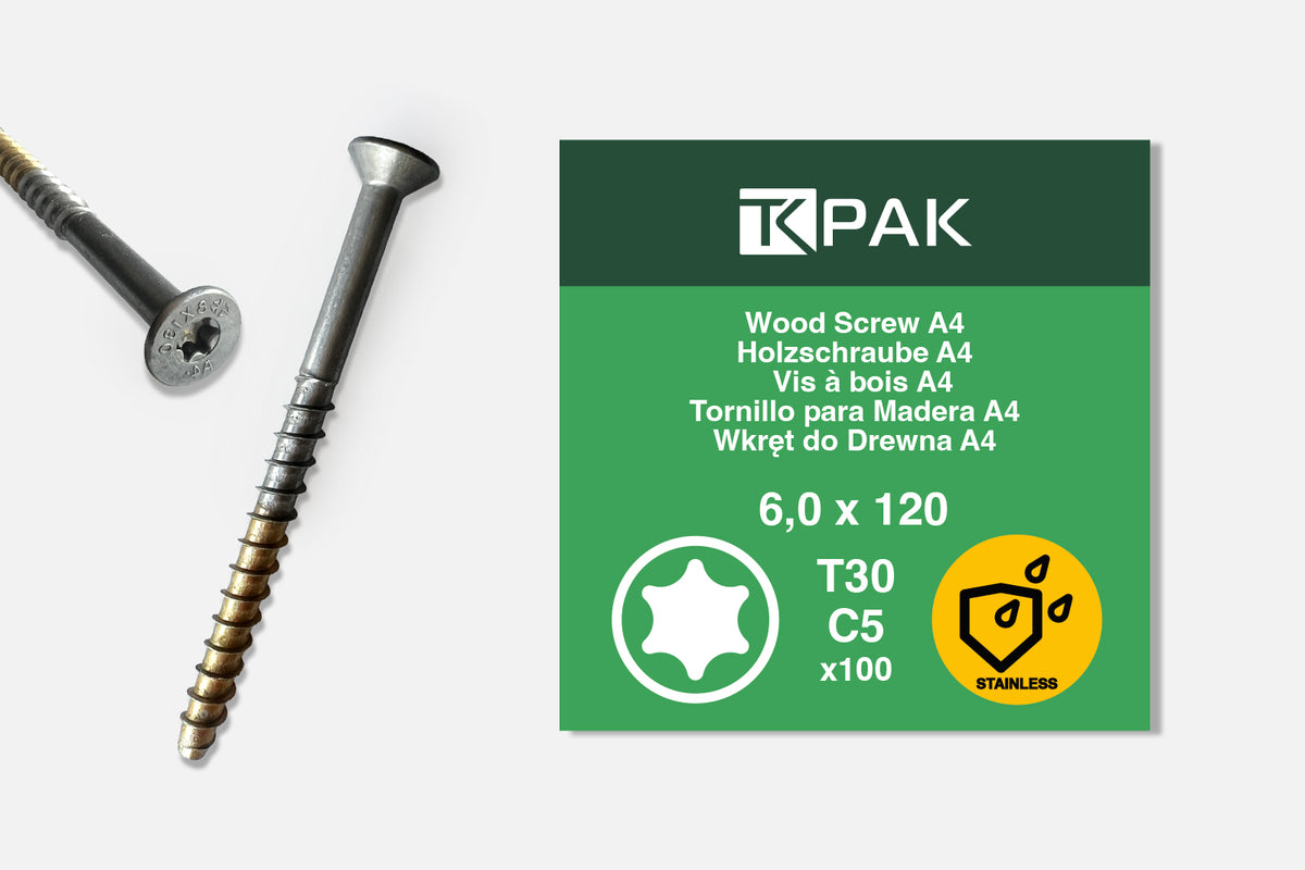 WKRĘTY DO BETONU 8x45 / 130 mm STAL NIERDZEWNA A4 25 szt. C5 TORX T45